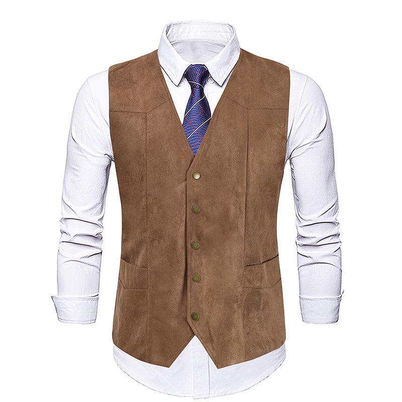 

Men s Plus Size Sleeveless Casual Business Vest Jacket XXL кавовий