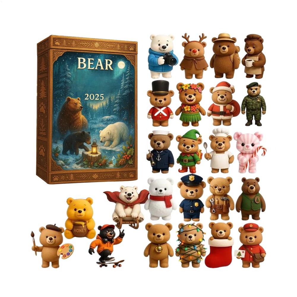 

2025 Christmas Calendar 2D Acrylic Advent Bear Tree Ornaments Christmas Calendar for Kids Family Holiday Party Decorations L