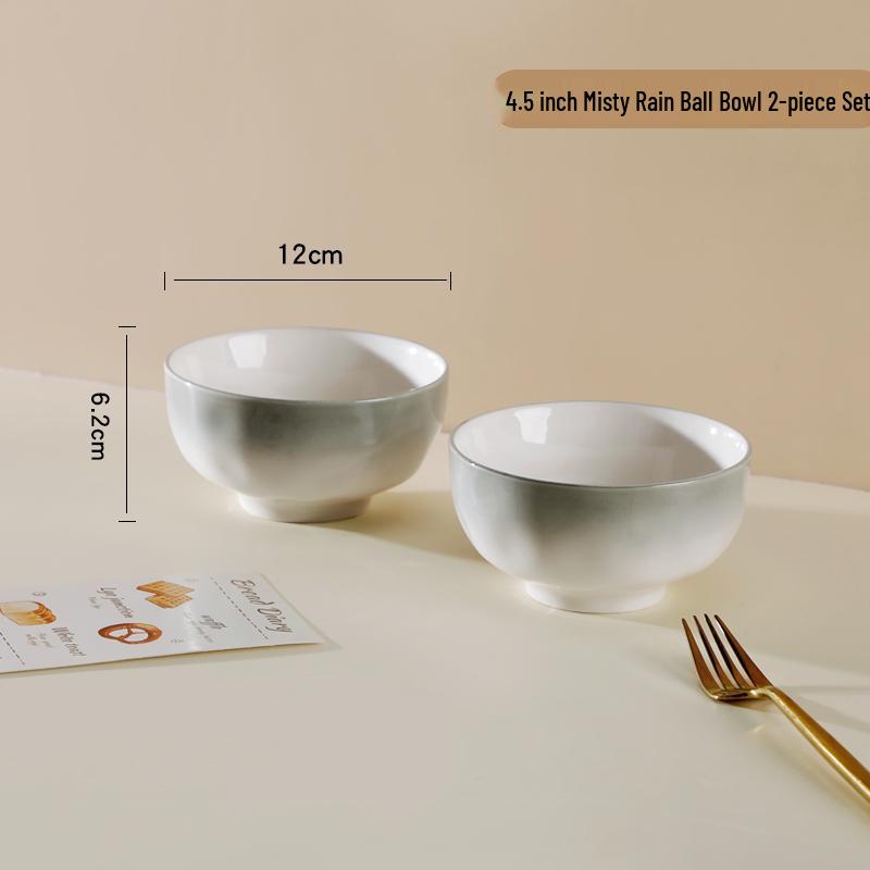 Набор из 10 высококачественных керамических пиал для риса с подглазурной росписью - Новинка 2025 года