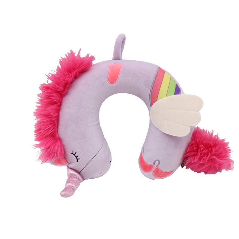 Unicorn Kids U Shape Pillow With Memory Foam And Soft Elastic Cover For Rest