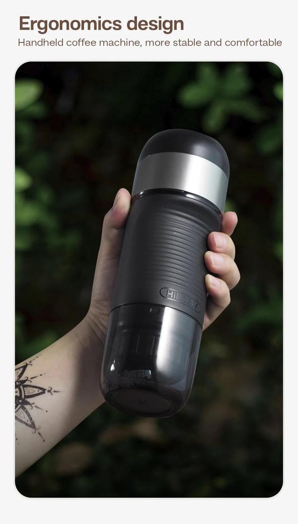New HiBREW Portable Coffee Maker Expresso Coffee Maker for Nexpresso Capsules Coffee Powder for Car Camping H4A