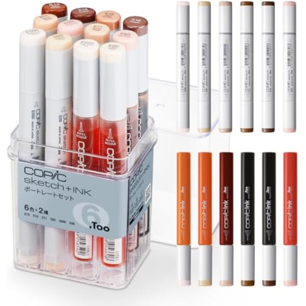 [Perfect for portraits] Copic Too Sketch Portrait Set Ink Refill Multicolor Illustration Marker M...