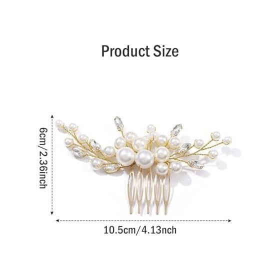 Perlen-Haarkamm Haarnadel Haaraccessoire Handgemachtes Geschenk für Hochzeit, Abschlussfeier, Japanische Formalkleidung (Silber) - Starker Halt, Elegantes schlichtes Design,