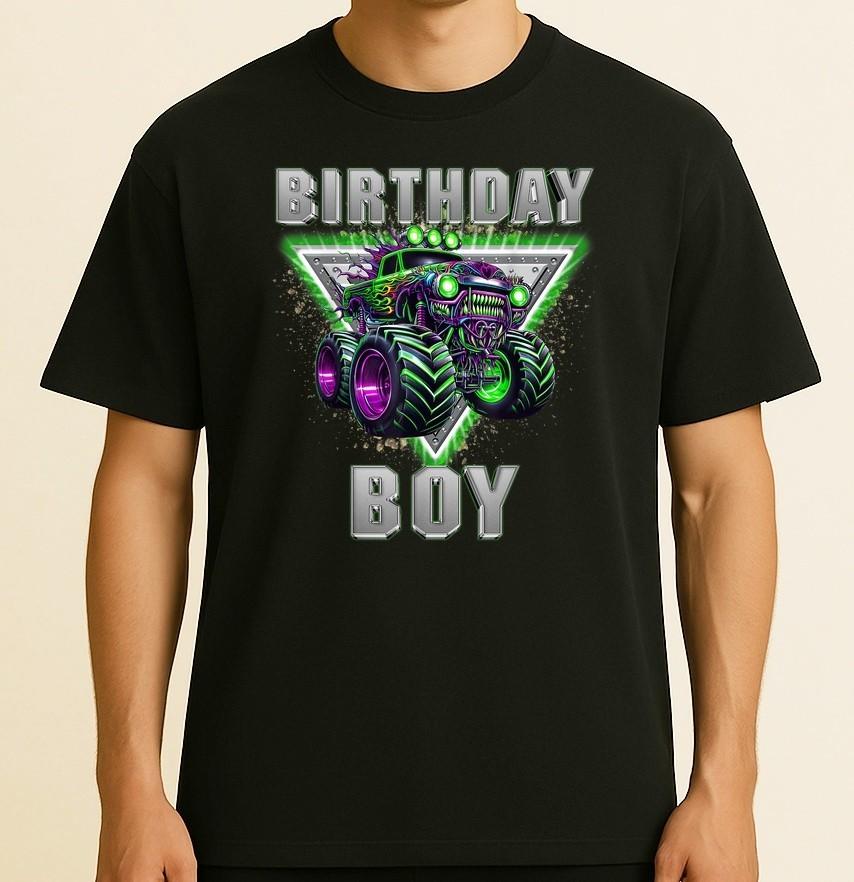 Birthday Boy Monster Truck Are My Jam Bday Party Boys T-Shirt XXL