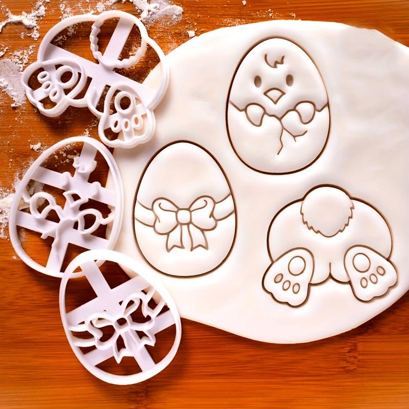 3pcs Easter Biscuit Cutters Set, Plastic Pastry Stampers, Bunny & Chick Shapes, Baking Tools for Spring Holiday Treats