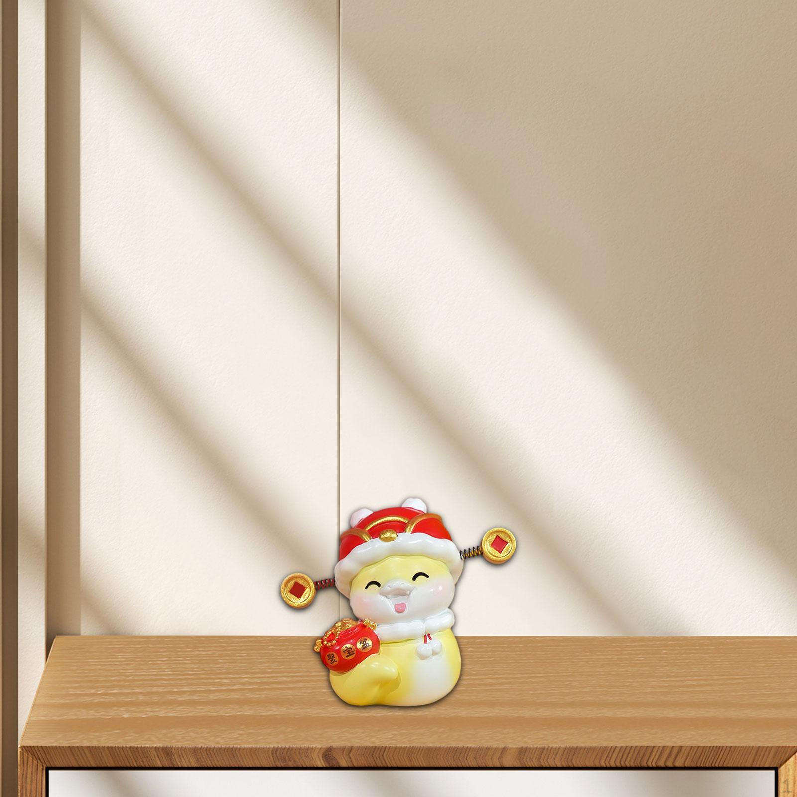 

Year of The Snake Statue Art Craft Ornament Decorative Figurine Animal Sculpture for Shelf Bedroom Style D