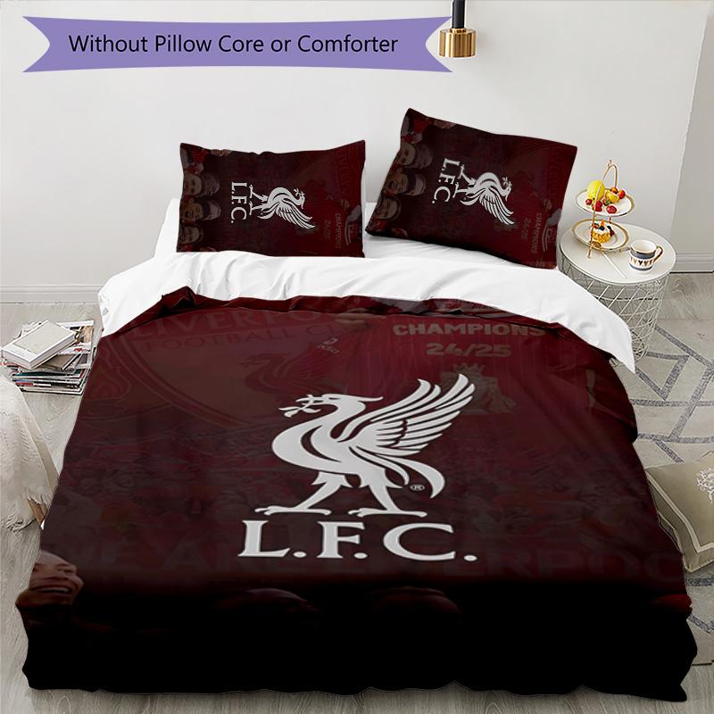 3 pièces L-Liverpool (6) Ensemble de housses de couette - Literie imprimée HD avec 1 housse et 2 taies d'oreiller - Parfait pour la décoration de la maison et des dortoirs