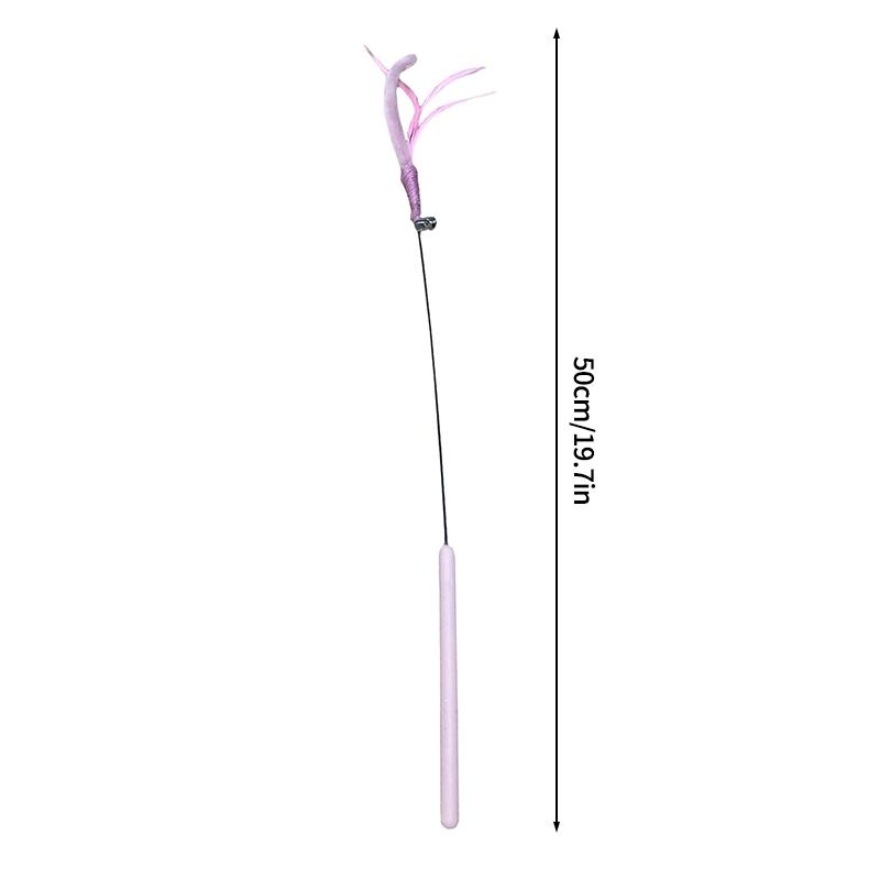 Pet Cat Toy Stick Cat Teaser Stick Indoor Cat Toy Replaceable Feather Head Feather Rod Cat Paly Toys