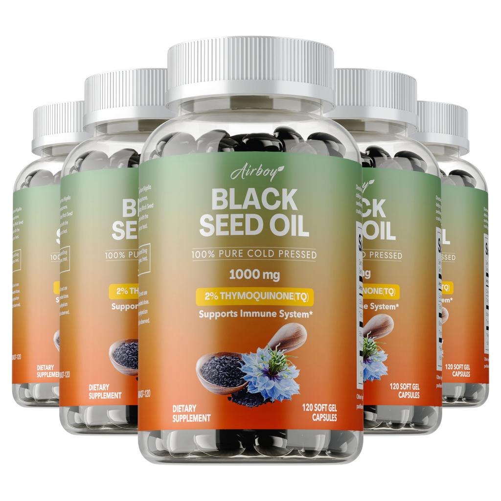 Airboy Black Seed Oil 1000mg Softgels — Immune Support, Daily Wellness, Nutritional Support