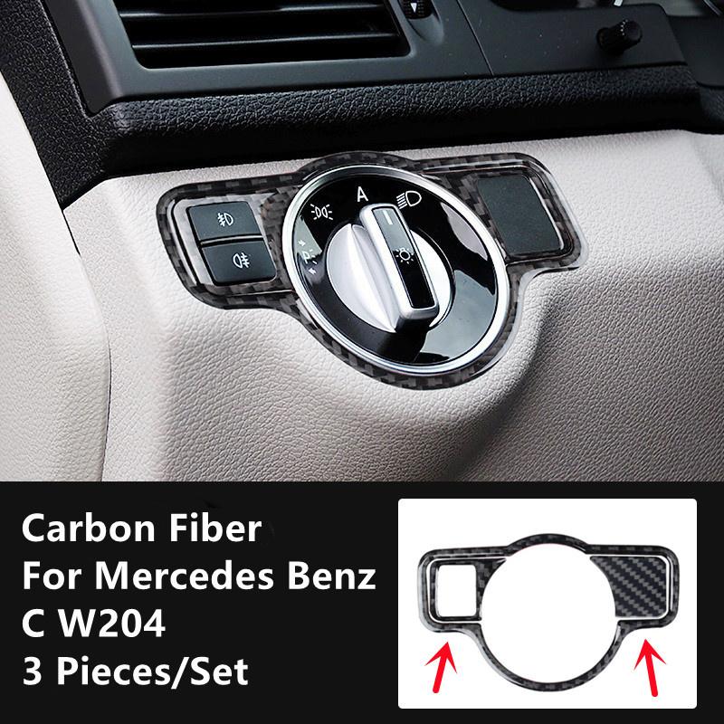 Cubierta de modificación Interior de coche de fibra de carbono, tiras embellecedoras, pegatinas decorativas para Mercedes Benz C W204, Interior de coche