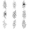 9 Piezas Tatuaje Temporal Impermeable Duradero Pegatinas Corporales Mariposa Con Flores Ramo De Flores Arreglo Floral Para