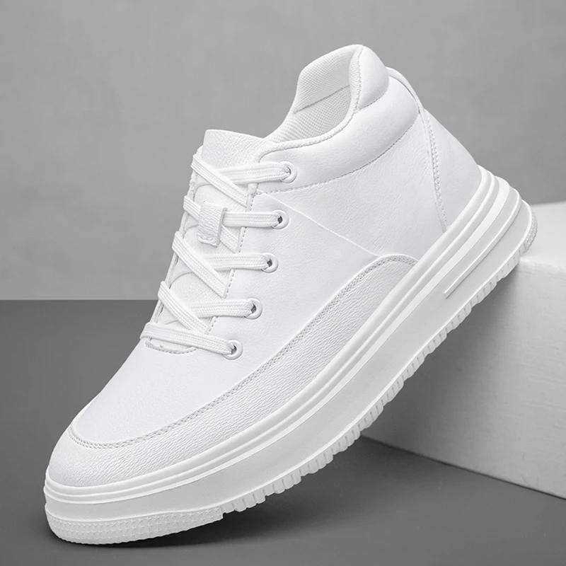 

Мужские ботинки из натуральной кожи, повседневная обувь с высоким берцем, модные универсальные мужские ботильоны, уличная вулканизированная обувь, легкие кроссовки