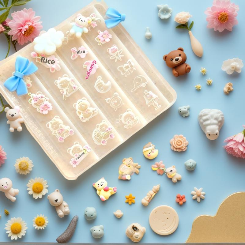 1/2/3Pcs Attractive 3D Cartoon Bear Silicone Mold for Nail Art, DIY Creative Decor, Transparent Silicone Nails Mold