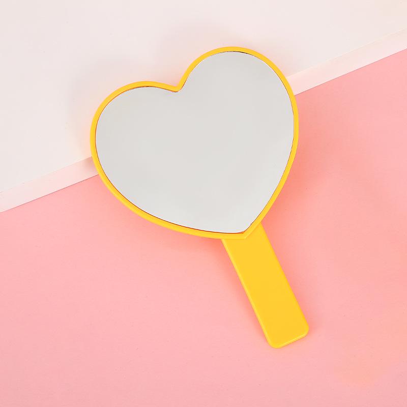 Heart-Shaped Peach Handle Mirror: Cute Handheld Makeup Mirror for Girls, Single-Sided Small Gift