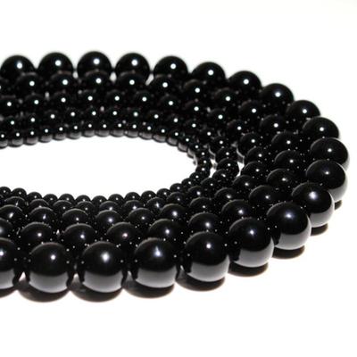 Perline sfuse distanziatore rotondo in pietra di onice nero naturale per creazione di gioielli fai da te 4 mm 6 mm 8 mm 10 mm