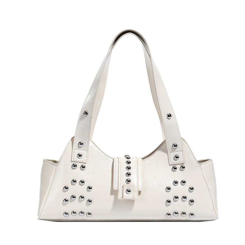 Fashi Solid Color PU Zipper Rivet Light Luxury Sweet Shoulder Bags for Women 2026 High Quality Temperament Ccise Handbags