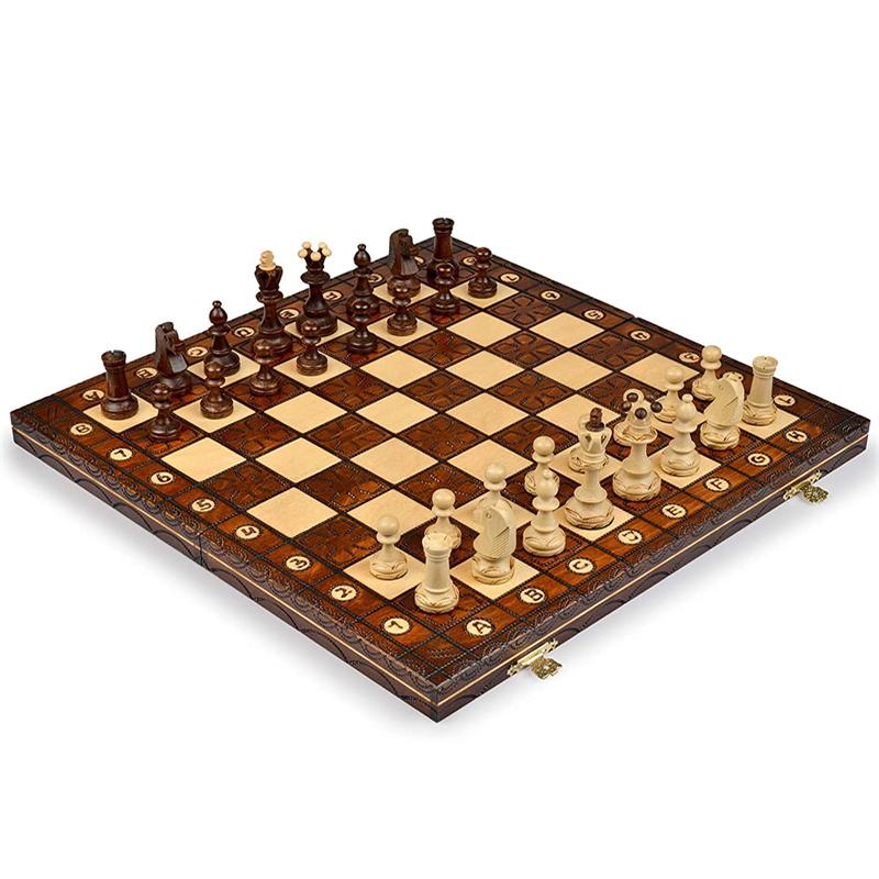 42*42Cm Solid Wood Luxury Style High Grade Folding Chess Set King Height 8Cm Children'S Chess Board Games Beginner Series Set