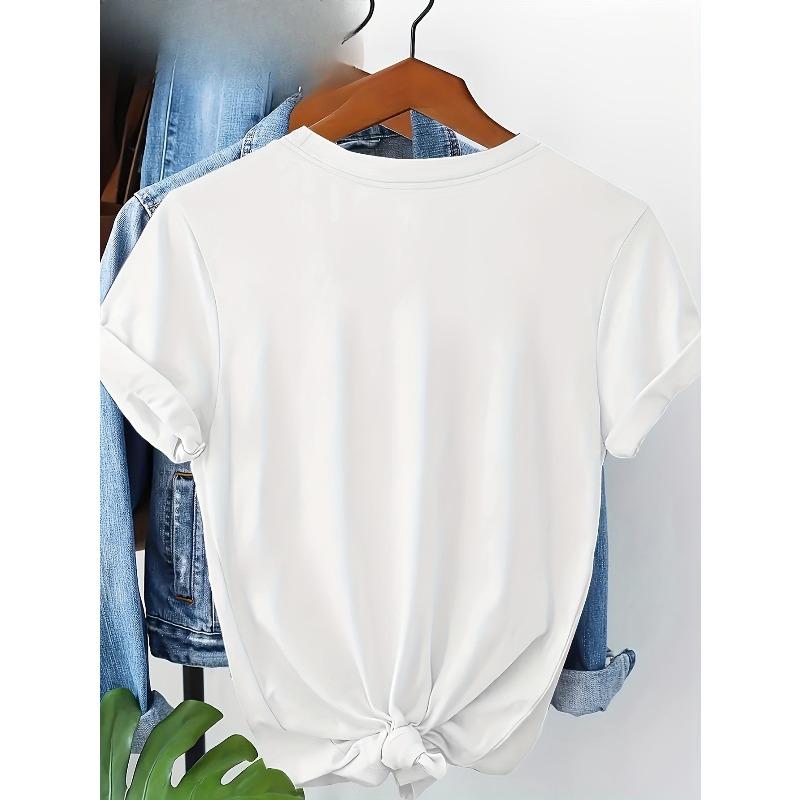 European Size Elegant Floral Print Women's  Short-Sleeve T-Shirt