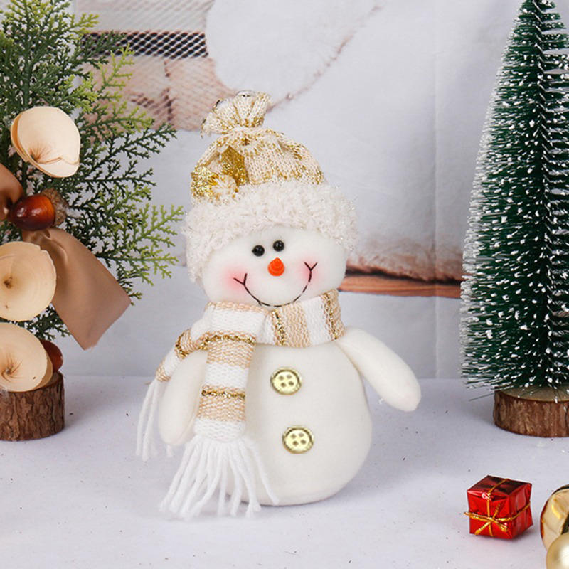 Christmas Decoration Supplies Window Decoration Ornaments Sitting Posture White Plush Toy Old Man Snowman Doll