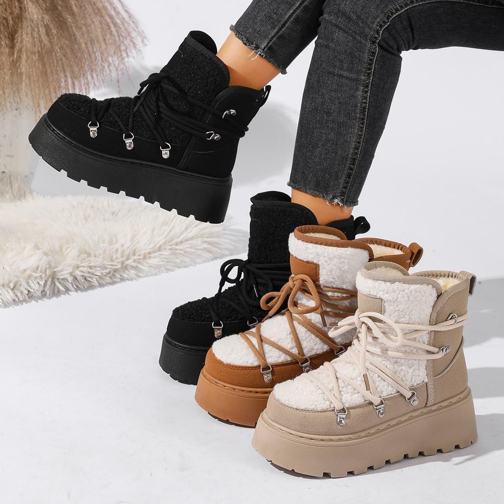New Style Thick-soled Snow Boots with Extra Padding, Short Cotton Shoes for Women in Large Size