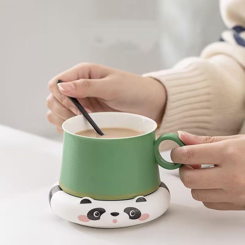 Creative Panda Coffee Cup And Saucer Set With Spoon High-End Delicate Cup Female Ceramic High Value