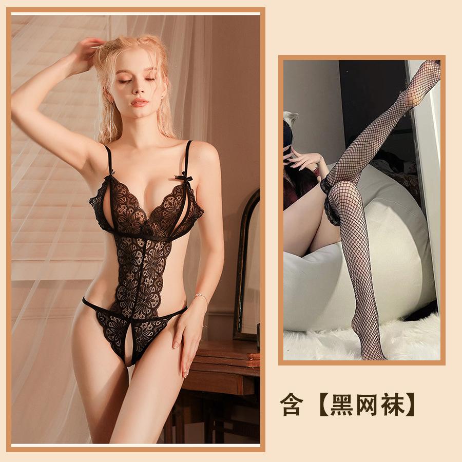 Sexy Lingerie Sexy Lace Hollow Onesie Uniform Passion Free Pajamas Hot Plus Size Set