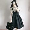 Saia Feminina Outono Primavera Casual Doce Linha A Longa Lisa Simples Saia de Alça Estilo Japonês Feminino