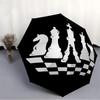 1pc Chess Pieces Automatic Open/Close Umbrella with One-Touch Button, Compact Folding Canopy, Sturdy 8-Rib Windproof Design S32