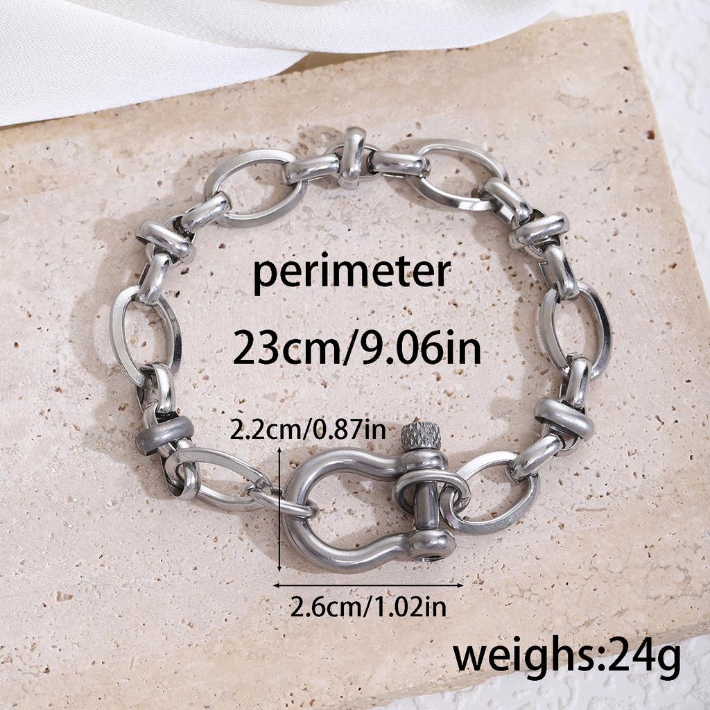 Bracciale Nodo a Ferro di Cavallo Per Uomo Donna Acciaio Inossidabile Minimalista Argento Catena Bracciale Fibbia Braccialetti Staccabili Gioielli Regalo