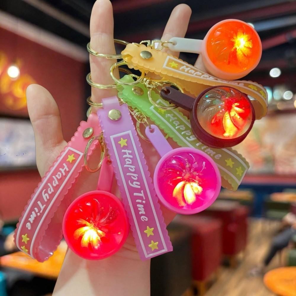 3D Flashing Baozi Key Ring LED Flashing Squeeze Toy Fidget Toy Steamed Bun Key Chain Car Keys