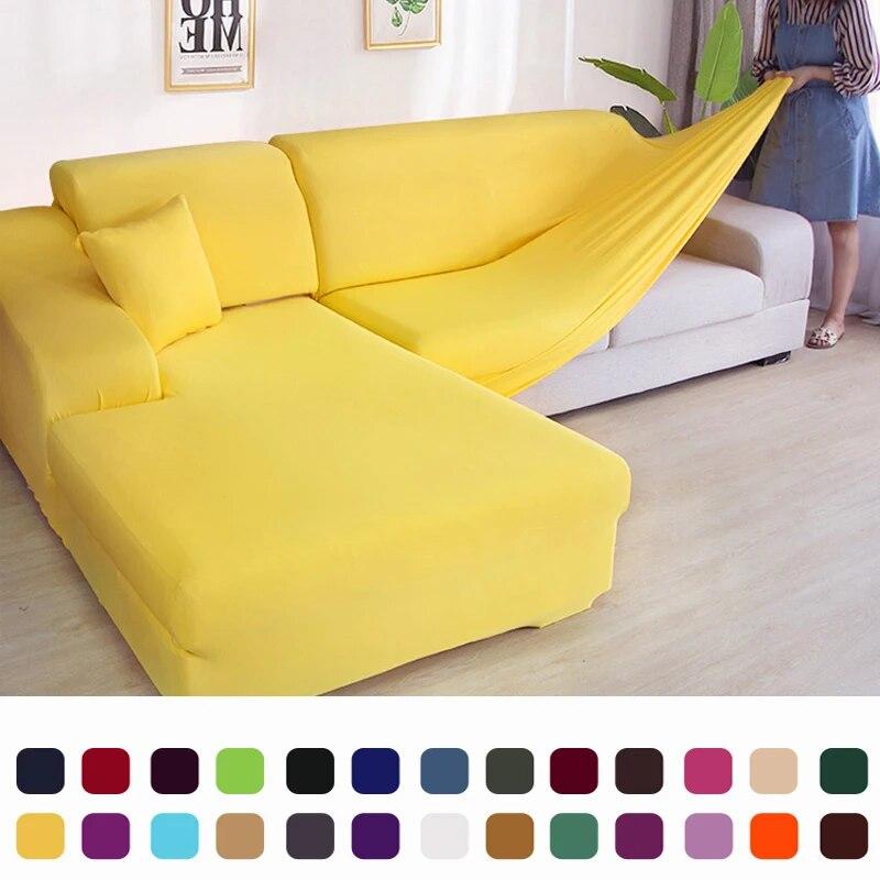 Elastic Sofa Covers 1/2/3/4 Seats Solid Couch Cover L Shaped Sofa Cover Protector Bench Covers