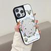 Husă de telefon cu oglindă pentru iPhone 15 11 13 14 pentru 15 16 Pro Max 12 13 16 Pro Husă de telefon cu stil drăguț cu nori, flori și animale