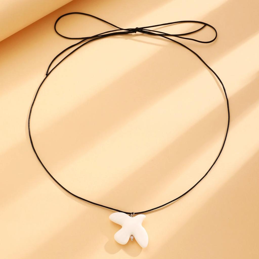 New Fashion White Ceramic Peace Dove Pendant Women Necklace Vintage Geometric Adjustable Rope Sweater Chain Trendy Jewelry Gifts