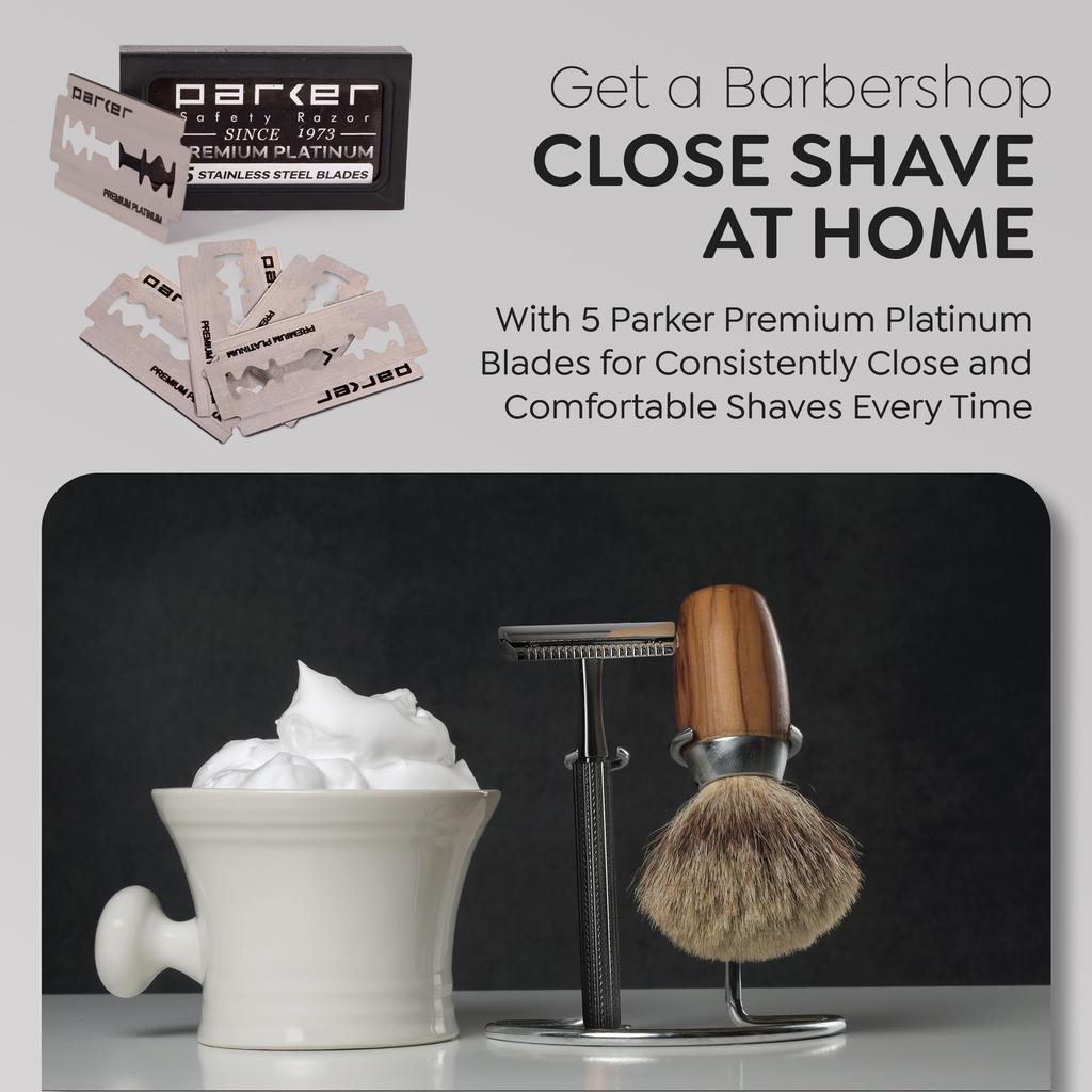 Parker 78R Fixed Razor for Both Men and Shaving Razor Replacement Blades To Disassemble and Razor for Men Closed-Comb (Refreshing