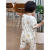 Cute Cartoon Cat Print Short-Sleeved Modal Romper for Infants and Toddlers in Summer