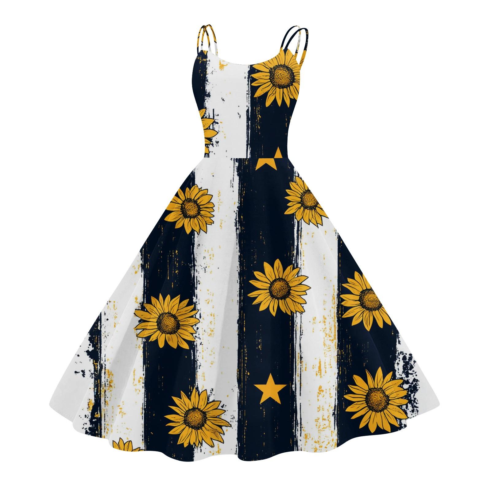 Women s Independence Day Print Sexy Off-The-Shoulder Punk Vintage Dress L