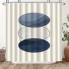 Single Panel Modern Geometric Shower Curtain - Navy & White Circular Pattern, Polyester Fabric with 12 Hooks, Machine Washable