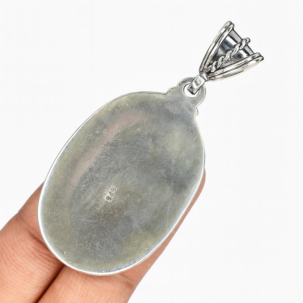 Natural Opal Pendant 46 ct 925 Sterling Silver Oval Cut Gems October Birthstone for Gem Collections