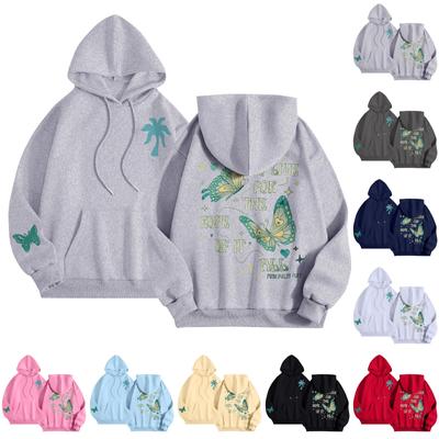 Graphic Hoodies For Women Cute Pullover Long Sleeve Preppy Sweatshirts Letter Printed Hooded Tops Fall Winter Clothes