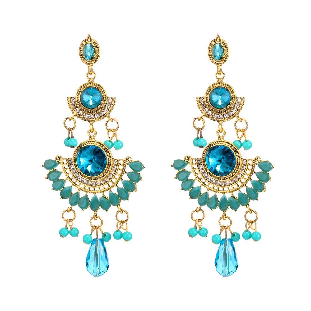 Retro Tassel Earrings Rhinestone Ear Drop Jewelry Ethnic Bride Accessories