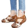 Large Size Summer Vintage Round Head Wedge Heel Women's Roman Shoes Cross Sandals