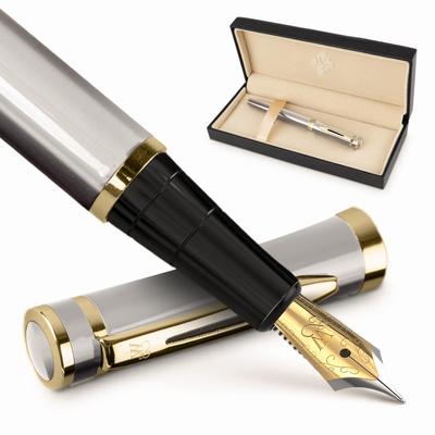 Wordsworth Black Fountain Pen Medium 6 Ink Cartridges and Ink Refill Gift Smooth Writing Pen Unisex & Set, Point, Converter, Case, Journaling,