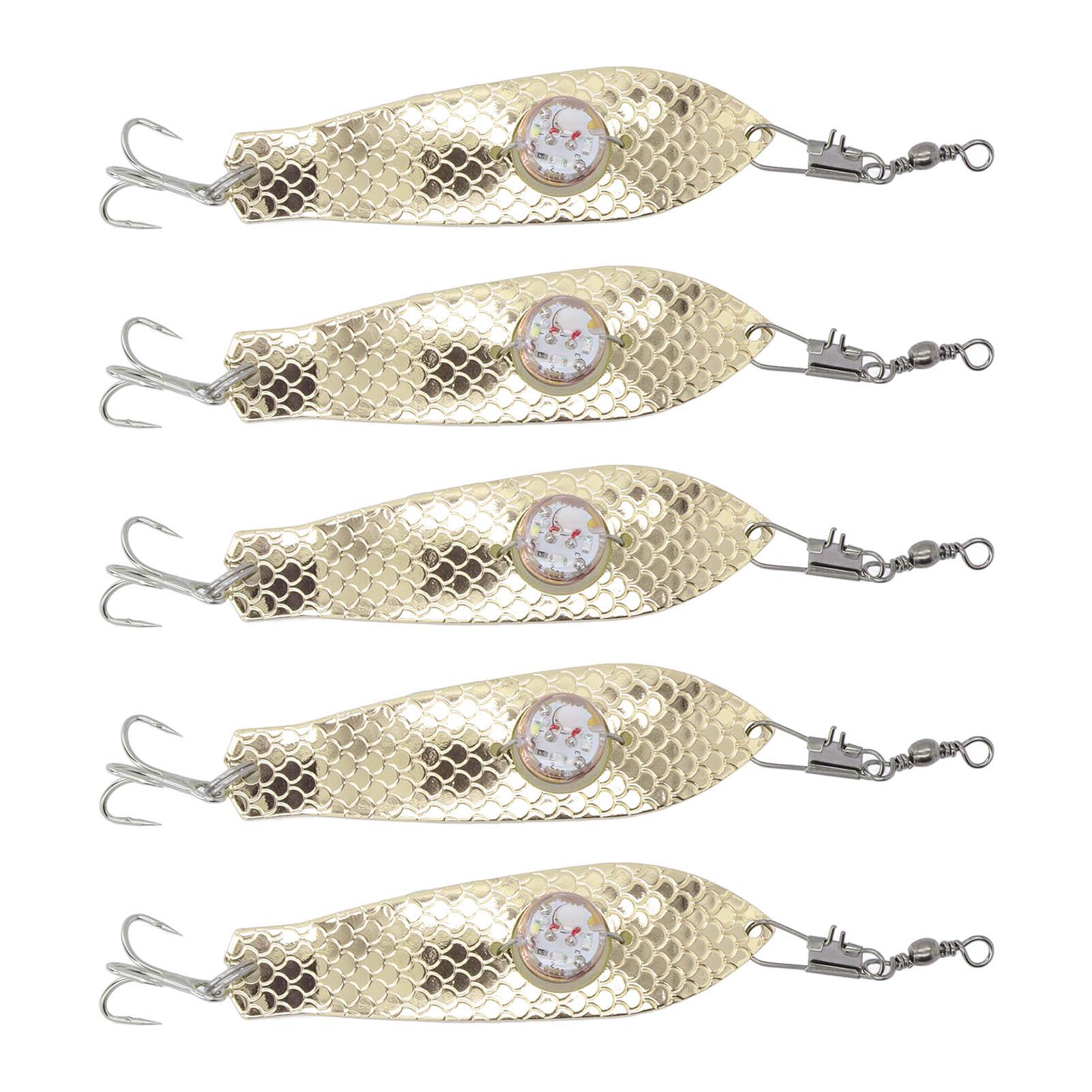 

5шт светодиодный фонарь для рыболовной приманки из нержавеющей стали со светодиодной подсветкой для рыбалки золотой