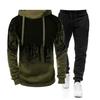 Men's 2020 Ink Splash Print Hooded Fleece Sweatshirt Set