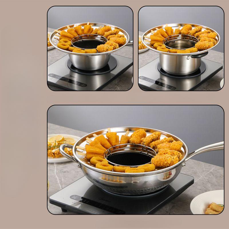 304 Stainless Steel Drain Pan Anti-hot Anti-splash Drain Rack New Multi-functional Fryer Side Rack Household Kitchen Artifacts