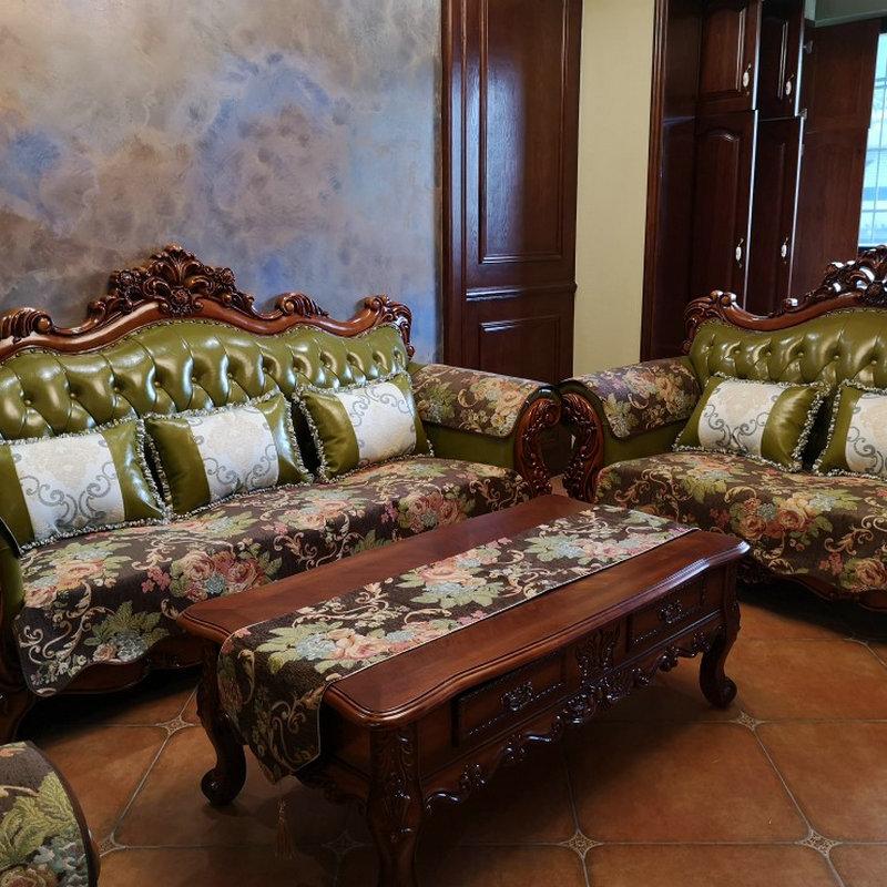 

American Rural European Four-Season Sofa Cushion, Seat Cushion Cover, Back Towel, Armrest 5 90*90cm