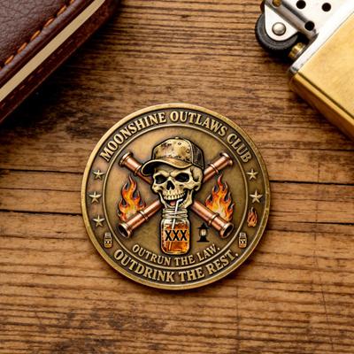 Club de Prohibidos de Moonshine Moneda Coleccionable Doble Cara Metal Vintage Calavera Bebiendo Moneda Souvenir Coleccionistas Recuerdo Ficha Regalo