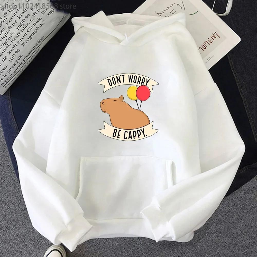Cartoon Animals Capybara Hoodie Don't Worry Be Cappy Letter Print Sweatshirt Unisex Fashion Hoodies Funny Graphic Tops