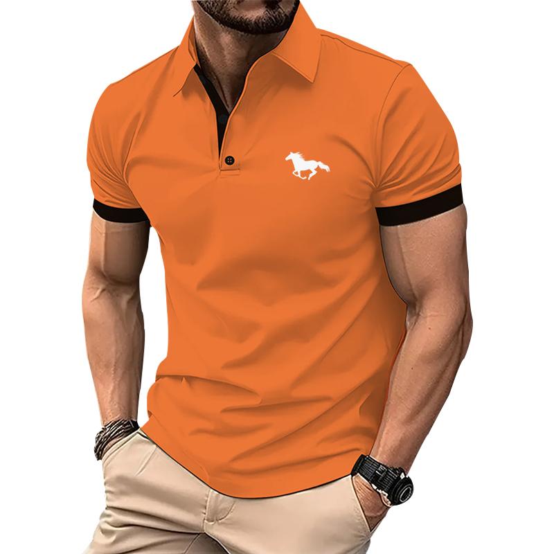 Summer Men's 3-button Lapel Short Sleeved Polo Shirt with Solid Color  Design Fashionable and Trendy Men's Short Sleeved Top