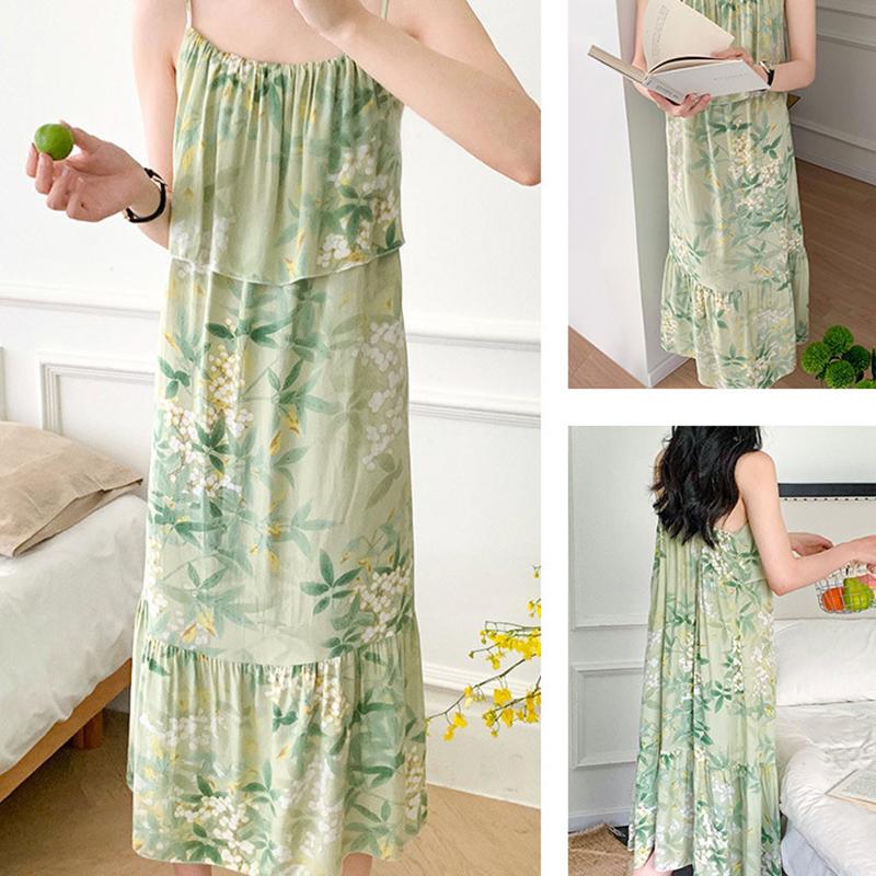 Thin Summer Women's Slippery Top Nightgown Home Wear Loose Nightdress Female Sleepshirt